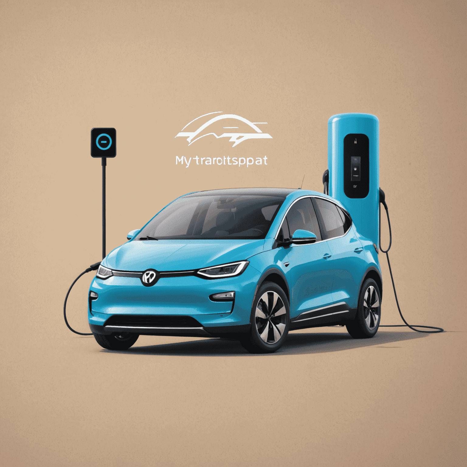 MyTransport Recharge Logo - A stylized electric car connected to a charging station