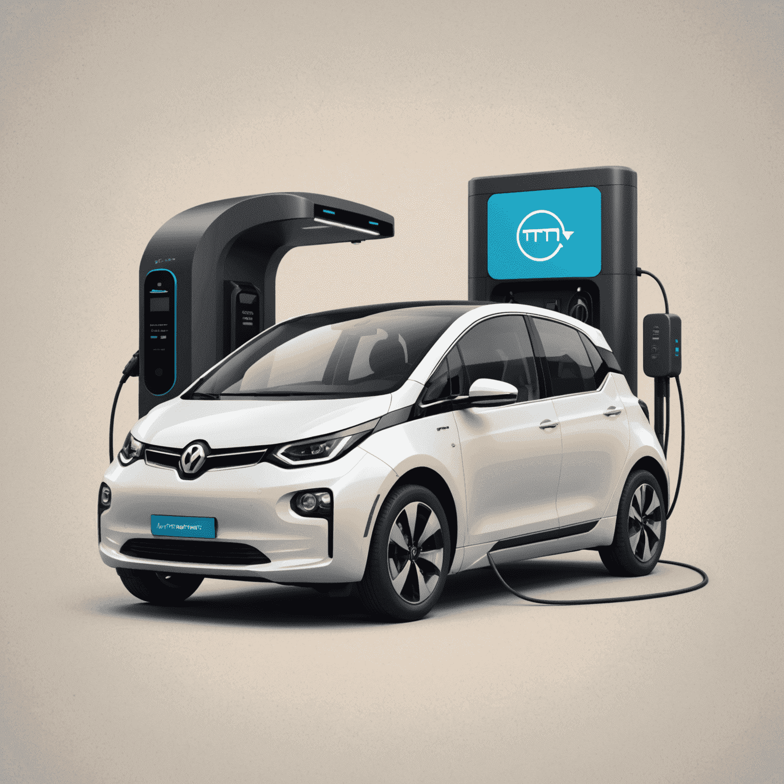 MyTransport Recharge Logo - A stylized electric car connected to a charging station